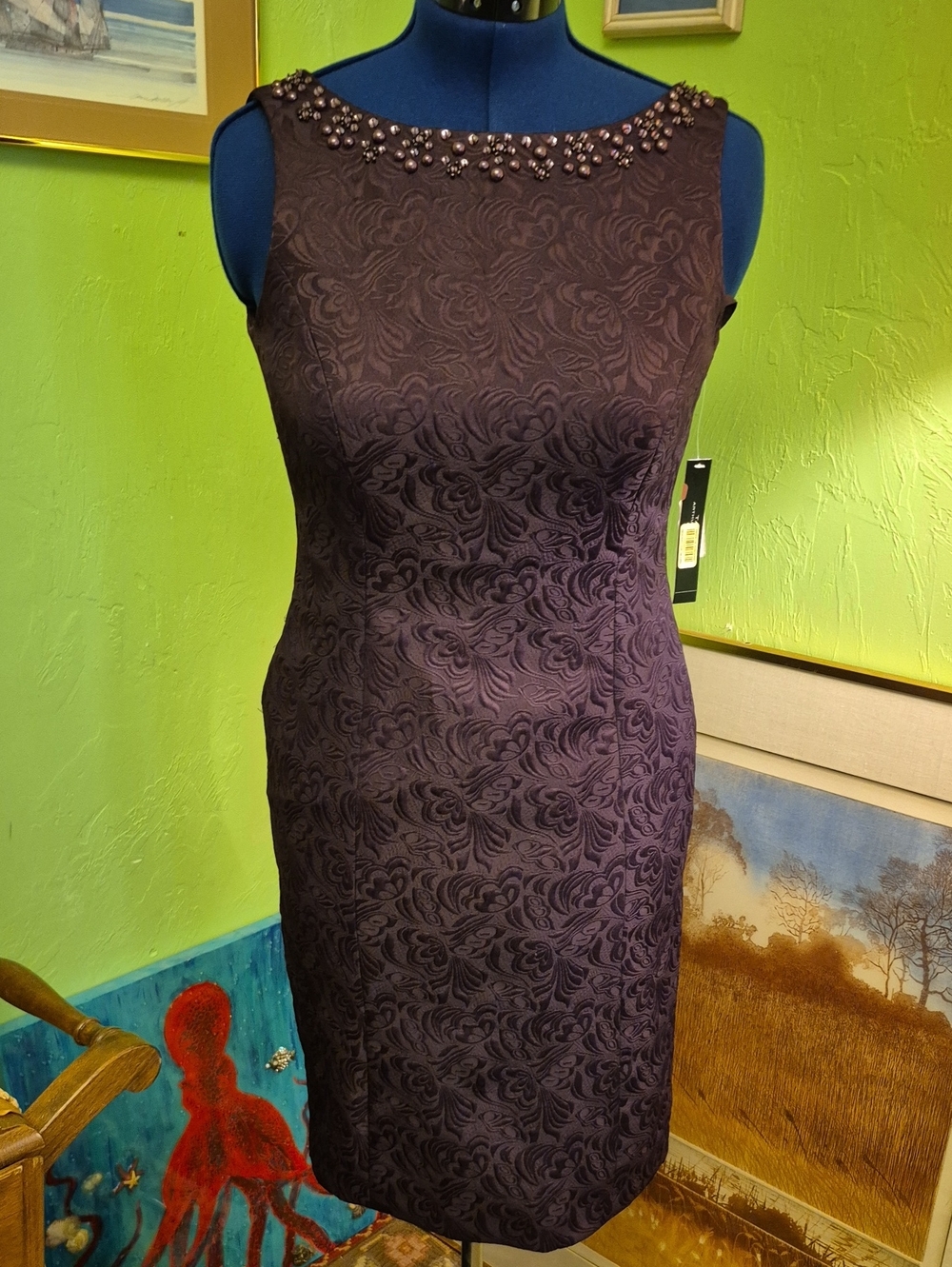 Tahari Designer:Arthur S. Levine Womens Amethyst Beaded Neckline .NWT. (#1647)